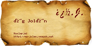 Ág Jolán névjegykártya